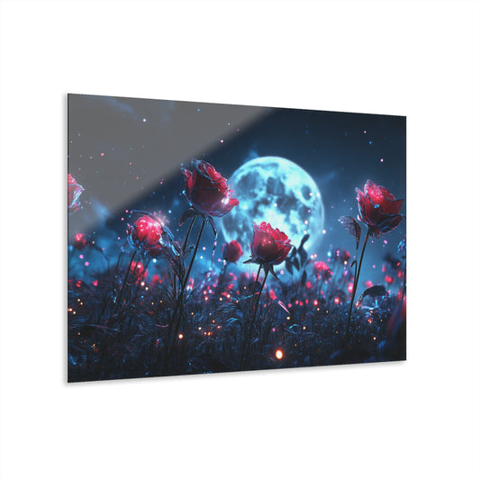 Moonlit Rose Acrylic Print - Modern Wall Art for Home Decor