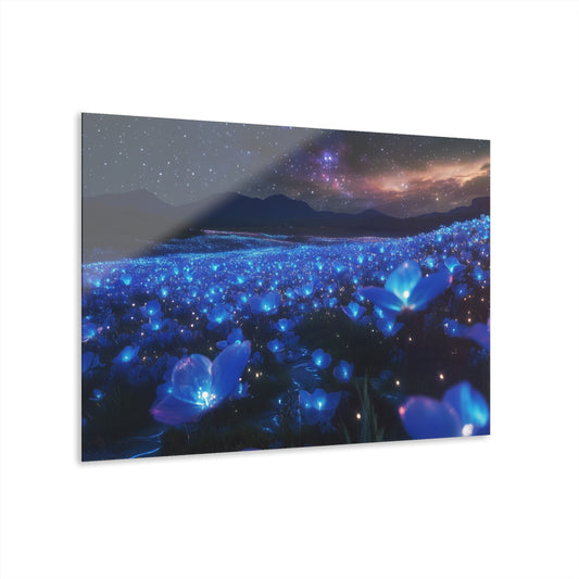 Mesmerizing Blue Floral Acrylic Print - French Cleat Wall Art for Home Decor