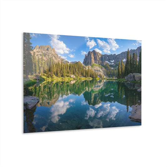 Nature-Inspired Acrylic Print with French Cleat Hanger - Scenic Lake Reflection Wall Art