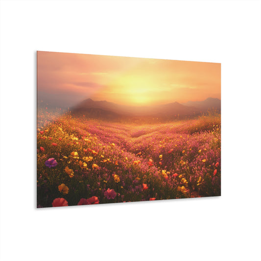 Sunset Flower Acrylic Print - Stunning Floral Wall Art with French Cleat Hanging