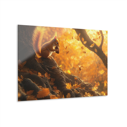 Autumn Squirrel Acrylic Print - Nature Wall Art with French Cleat Mount