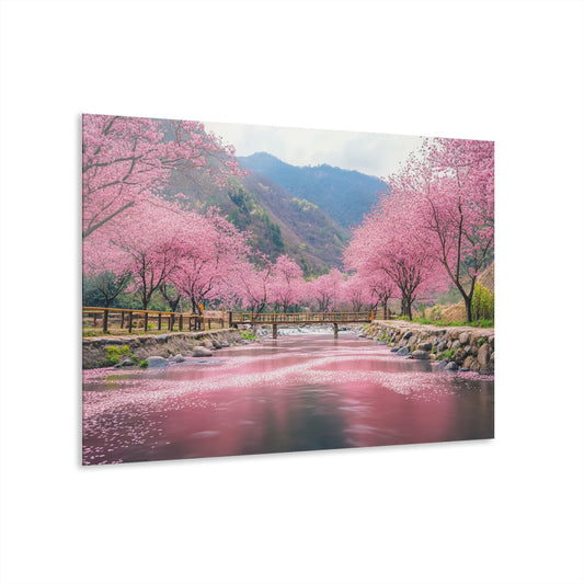 Cherry Blossom Acrylic Print - Serene Landscape Wall Art