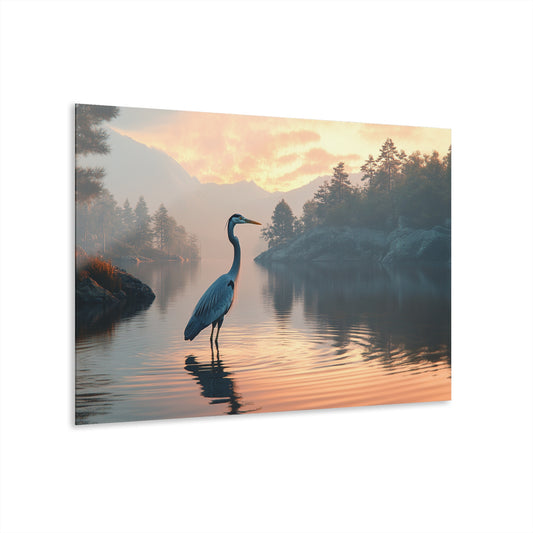 Serene Heron Acrylic Print - Nature Wall Art with French Cleat