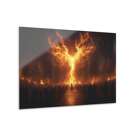 Dramatic Acrylic Wall Art - Fiery Transformation Design