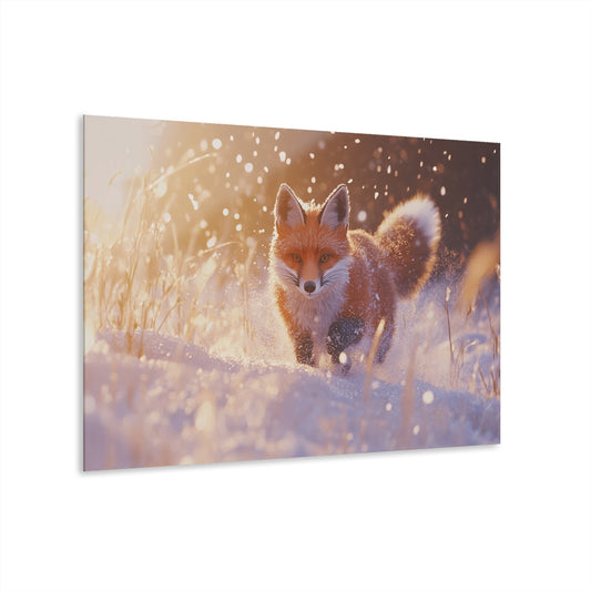 Whimsical Fox Acrylic Print - Beautiful Winter Wildlife Wall Art