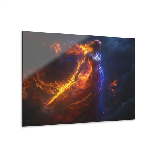 Vibrant Acrylic Wall Art - Fantasy Warrior Print with French Cleat Hanger