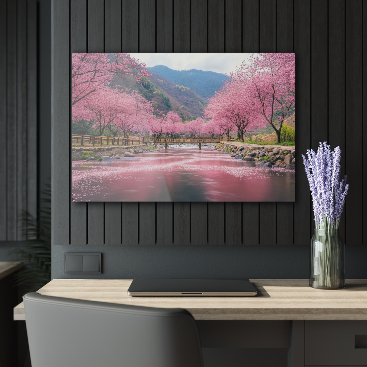 Cherry Blossom Acrylic Print - Serene Landscape Wall Art