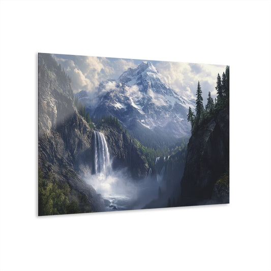 Mountain Waterfall Acrylic Print - Scenic Wall Art for Nature Lovers