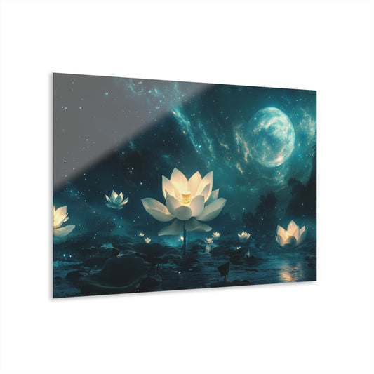 Mystical Lotus Acrylic Print – Modern Wall Art with French Cleat Hanger