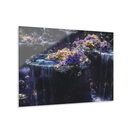 Dreamy Acrylic Print - Waterfall & Floral Design