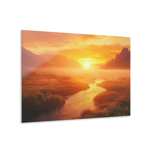 Sunset River Acrylic Print - Elegant Wall Art for Home Decor